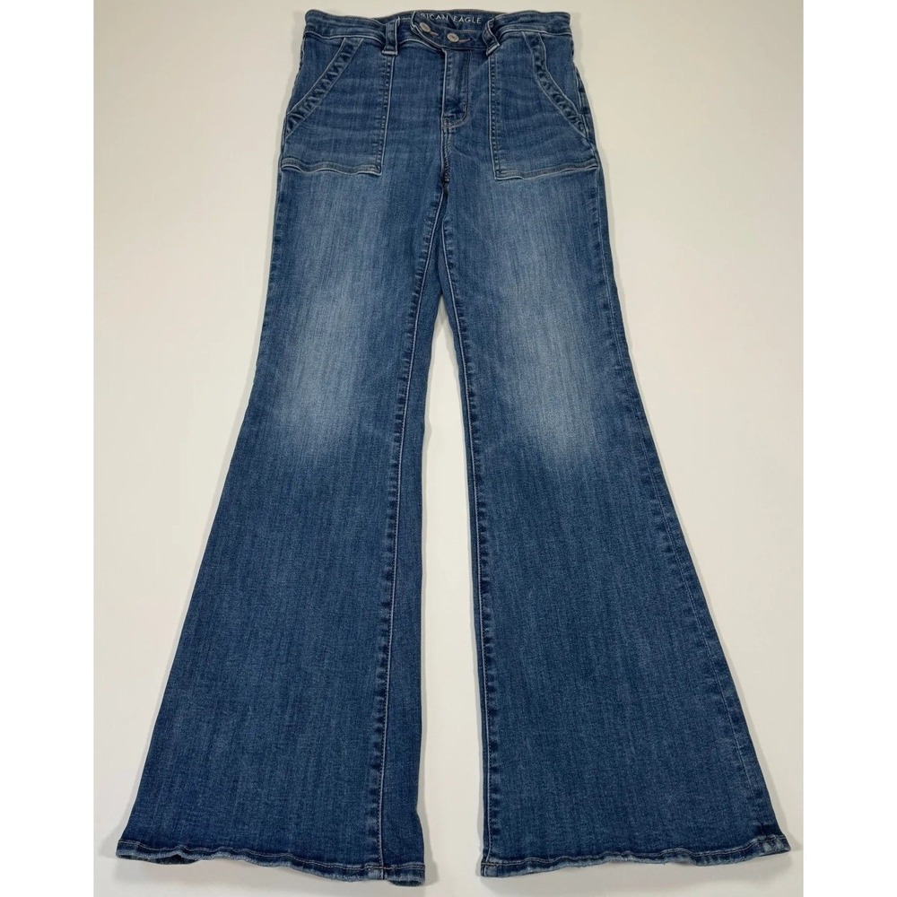 American Eagle Super High Rise Flare Jeans Womens 6 28x30 Next Level Stretch